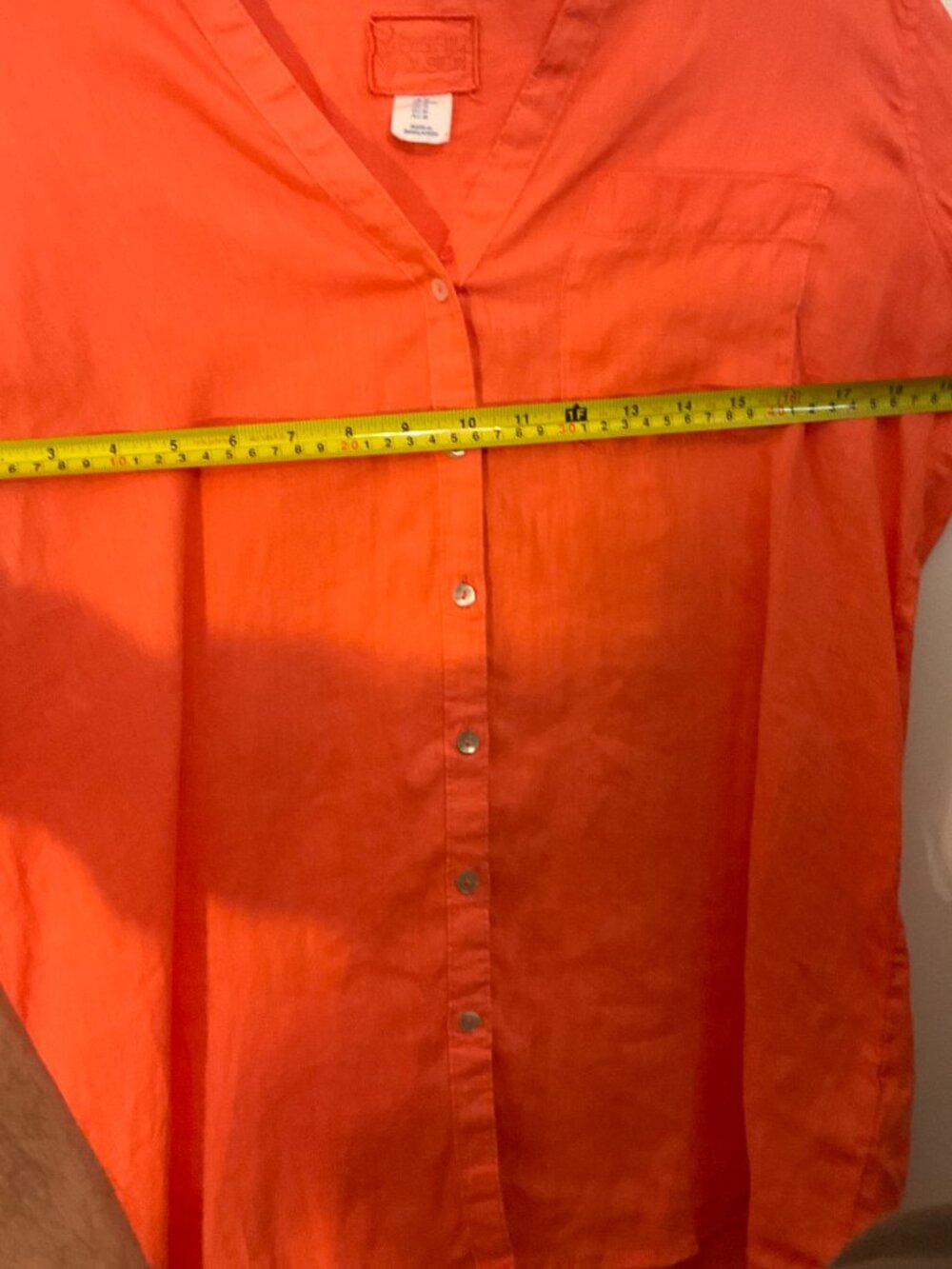 Sigrid Olsen Women's Coral/Orange V-Neck Tunic Blouse 100% Linen Size M - Picture 9 of 10